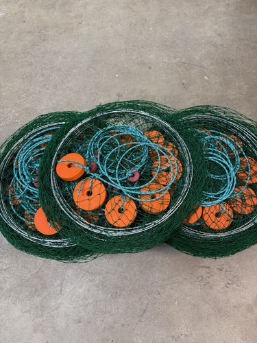 Crab set nets with bait - with,
